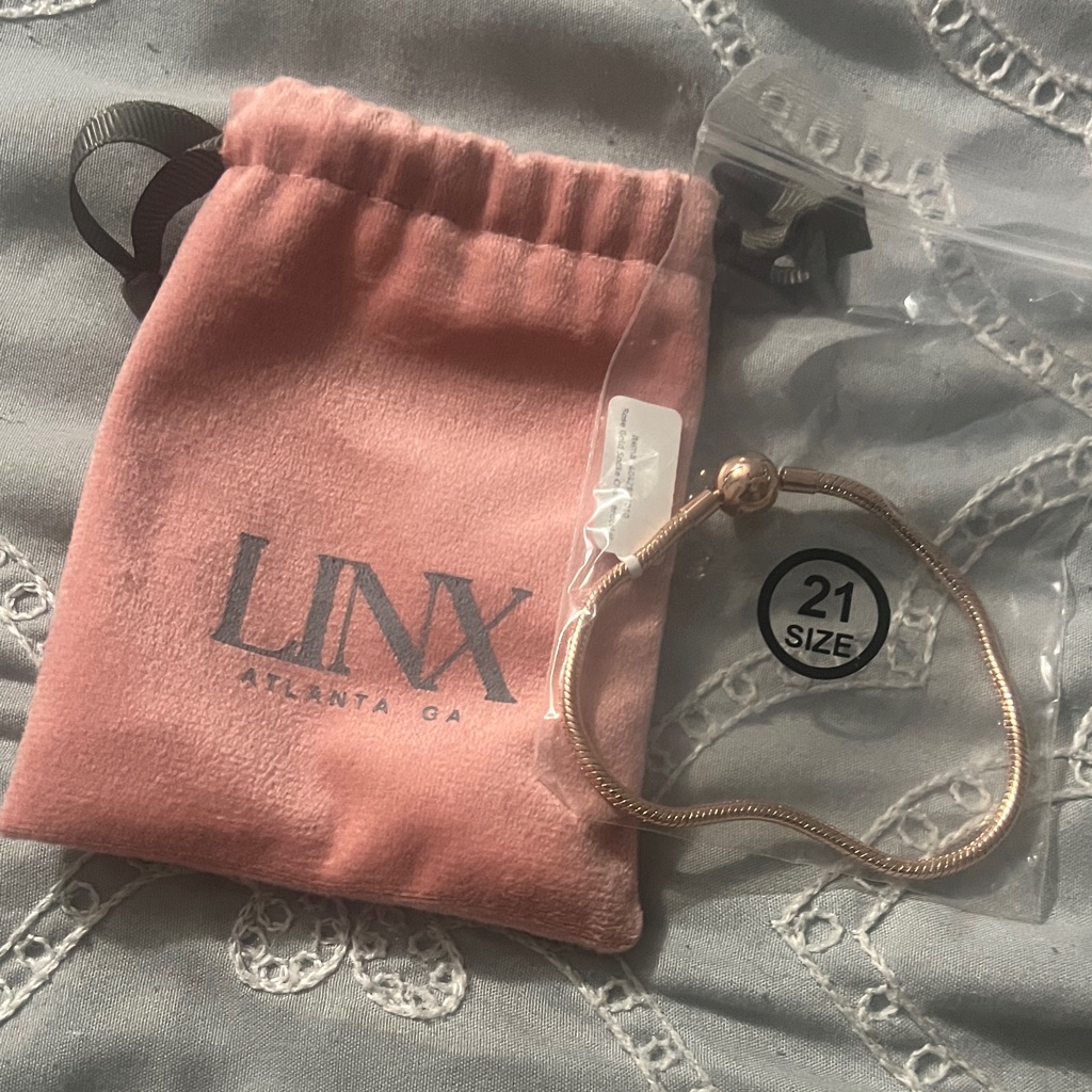 Linx Rose Gold Snake Chain Bracelet With Pink Velvet Pouch